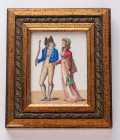 FRANCE
Miniature painting 
Miniature painting about two popular characters (couple) during the Revolution. French work modern circa 1980. Modern woo...
