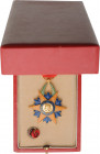 GABON
ORDER OF THE EQUATORIAL STAR
Officer's Cross, instituted in 1959. Breast Badge, 51x42 mm, gilt Bronze, both sides enameled, original suspensio...