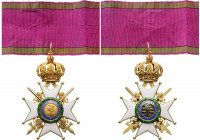 GERMANY - SAXONY
Saxe Ernestine House Order 
A Commander’s Cross with Swords, 2nd Type, instituted in 1833 in GOLD, 89x57 mm, approx.43 g., both sid...