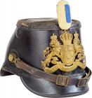 GERMANY - BAYERN
Bavaria NCO Jager Batallion Shako, md 1895.
 The model 1895 has a two vent holes on each side of the helmet to aid in ventilation. ...