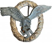 GERMANY- 3RD REICH
Pilot Badge 1935-1945
Breast Badge, 55x67 mm, silvered Metal, multipart construction, long vertical pin on the back. II
Estimate...