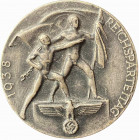 GERMANY- 3RD REICH
Reichspartei Tag Badge 1938
Breast Badge, 40 mm, Aluminium, maker`s mark "W.REDO SAARLAUTERN", horizontal pin on the back. I- 
E...
