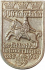 GERMANY- 3RD REICH
650 Jahrfeier der Schlacht bei Worringen
Breast Badge, 29x44 mm, aluminium, maker`s mark on the back"D.R.G.M.", pin missing on th...