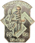 GERMANY- 3RD REICH
Schlagertag 24 Mai 1936 Badge
Breast Badge, 42x35 mm, white metal, horizontal fixation pin. II 
Estimate: EUR 95 - 190