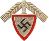 GERMANY- 3RD REICH
Reicharbeitsdienst Badge
38x45 mm, Aluminium, painted, maker`s mark on the back. I 
Estimate: EUR 95 - 190