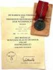 GERMANY - 3RD REICH
Personal Group of Major Frithjof Heyse
Ostmedaille, Breast badge, 42x35 mm, zinc, original suspension ring and ribbon on origina...