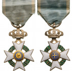 GREECE
ORDER OF THE REDEEMER
A 1st type Knight’s Cross 2nd Class of reduced size, 38x24 mm, in Silver and enamels, with centre medallions in gold, w...