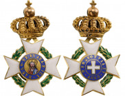 GREECE
ORDER OF THE REDEEMER
Miniature of the cross of the Order, 25x16 mm, in GOLD and enamels; originak suspension ring missing, obverse centre me...