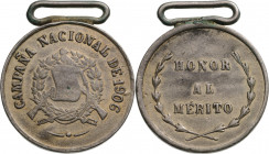 GUATEMALA
Medal of Merit for the National Campaign of 1906
Breast Badge, 27 mm, Silver, original suspension ring. In June 1906, El Salvador and Hond...
