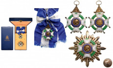 HONDURAS
ORDER OF FRANCISCO MORAZZAN
Grand Cross Set, 1st Class, instituted in 1941. Sash Badge, 70x52 mm, gilt Silver, both sides enameled, both ce...