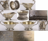 INTERNATIONAL
Lot composed of four items of domestic silverware: 
1 °Nice little silver creamer, tripod model with molded handle and spout, decorati...