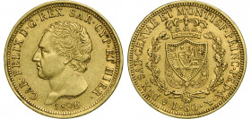 ITALY-Sardinia
Carlo Felice (1821-1831), 80 Lire 1826, Torino
GOLD (25.5 g). Mont. 7. Pagani 28. Fr.1132. XF 
Estimate: EUR 1200 - 2400