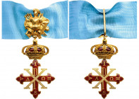 ITALY - KINGDOM Of NAPLES AND Of THE TWO SICILIES
Constantinian Order of St. George 
A Commander’s Badge, 115x50 mm, in gold (mark “18K” to the reve...