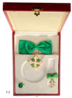 ITALY
ORDER OF SAINT MAURICE AND LAZARUS
Officer`s Cross for Ladies. Breast Badge, GOLD, 40 mm, both sides enameled, suspension ring and nice ribbon...