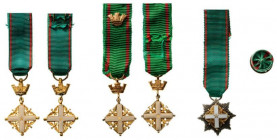 ITALY
Lot of 3 ORDER OF MERIT OF THE ITALIAN REPUBLIC
Grand Cross Star and Officer`s Cross Miniatures (2). Breast Badges, different materials, diffe...