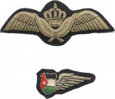 JORDAN
Pilot Wings
Pilot Wings of the Royal Jordanian Air Force, type 2, and Observer's badge ?. Breast badges, 45x120 mm approximately and 30x57 mm...