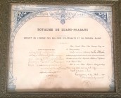 LAOS
ORDER OF THE MILLION ELEPHANTS AND WHITE PARASOL
Knight's Cross Awarding Document, 5th Class, instituted in 1909. Document, to a French noble L...