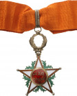 MOROCCO
ORDER OF OUISSAM ALAOUITE CHERIFIEN
Commander's Cross, 2nd Type, instituted in 1913. Neck Badge, 85x58 mm, gilt Silver, both sides enameled,...