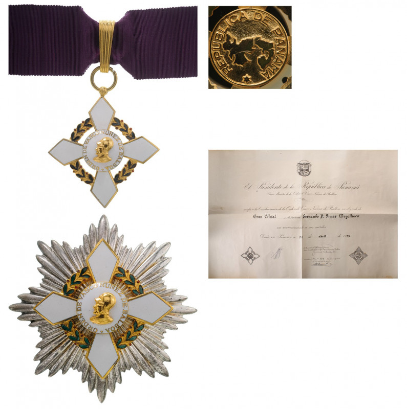 PANAMA
ORDER OF VASCO NUNEZ DE BALBOA
Grand Officer's Set, 2nd Class, institut...