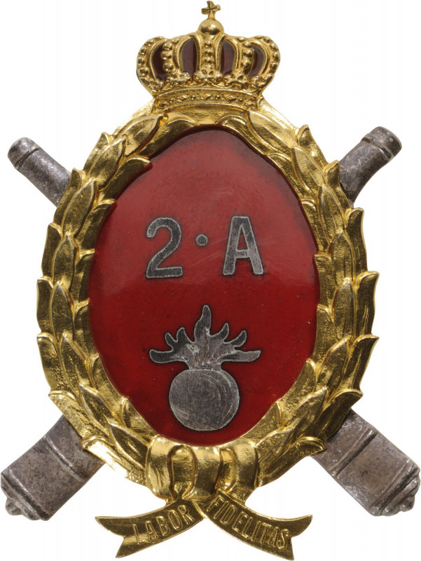 ROMANIA
Badge of the 2nd Artillery Regiment 
Breast Badge, 53x34 mm, Silver, o...