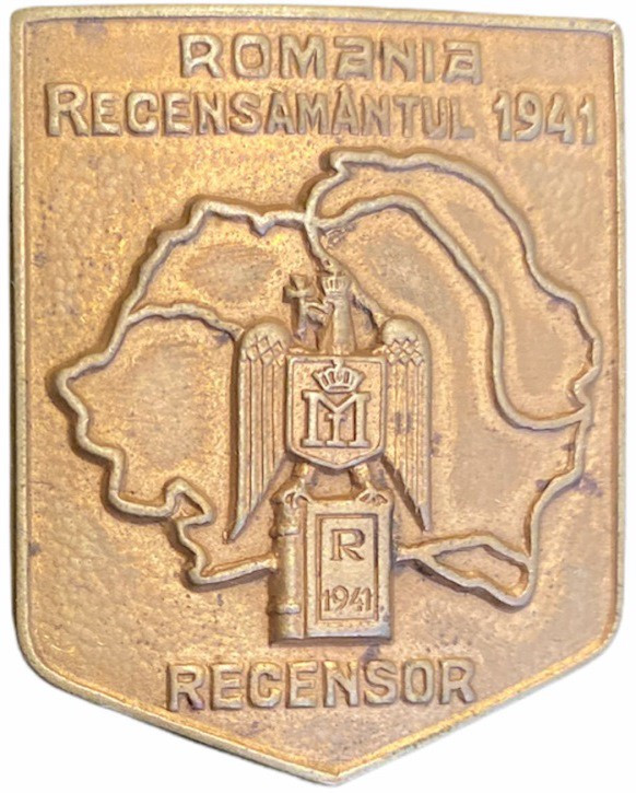 ROMANIA
 Census Representative Badge 1941
Breast Badge, 44x36 mm, gilt Brass, ...