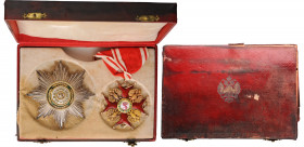 RUSSIA
ORDER OF SAINT STANISLAS
Grand Cross Set, 2nd Class, instituted in 1765. Sash Badge, 66 mm, GOLD, enameled, maker's mark "BA - EDOUARD", hall...