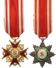 RUSSIA
ORDER OF SAINT STANISLAS
A miniature group of 1st Class: Order’s cross in GOLD, 20 mm, the arms, red enameled on both sides; flanked by unifa...