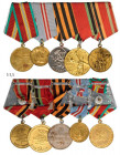 RUSSIA
Medal Bar with 5 Decorations
60 Years Jubilee of the Army, replaced medal, Veterans of Labor, 30 Years Jubilee Medal for the Victory in the G...
