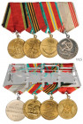 RUSSIA
Medal Bar with 4 Decorations
20 Years Jubilee Medal for the Victory in the Great Patriotic War, 1945, 40 Years Jubilee Medal for the Victory ...