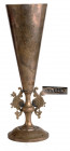 RUSSIA
Silver vase
Circular base, conical body, two handles with designs of chimeras and birds, interlaced initials "IG", height 22.5 cm, weight 250...