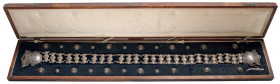 RUSSIA
Silver niello belt
Important Russian silver niello finery in damaged case of origin, comprising a belt of splendor with bucklet and clasp in ...