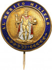 SPAIN
Military Order of St. Ferdinand 
A brooch made with the centre medallion from a breast star, 27 mm, GOLD with enameled details; flat, polished...