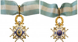 SPAIN
ORDER OF CHARLES III 
A Commander’s Cross in gold and enamels, 67x46 mm, beautifully-made, enameled image of the Holy Virgin (chips to the rob...