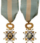 SPAIN
ORDER OF CHARLES III 
A Knight’s Cross of reduced size, 1819–1838, 1st Type, 5th Class, instituted in 1771. Breast Badge, 37x23 mm, GOLD, appr...