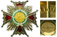 SPAIN
ORDER OF ISABELLA THE CATHOLIC
A Grand Cross breast star, 86x68 mm, in gilt Silver, in center monogram “FY - 1875-1931”, with golden, separate...