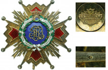 SPAIN
ORDER OF ISABELLA THE CATHOLIC
A Grand Cross breast star, 75 mm, in gilt Silver, 2nd type (1847-1868), with golden, separately-made, blue enam...