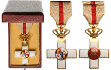 SPAIN
ROYAL AND MILITARY ORDER OF SAINT HERMENEGILDO
A Knight’s Cross with the “White Badge” in finely chiselled GOLD and enamels, 59x40 mm, and par...