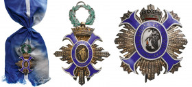SPAIN
ORDER OF CIVIL MERIT
A Grand Cross Set, 1st Class, instituted in 1926. Sash Badge, 74x48 mm,gilt Silver with diamond cut rays, multipart const...