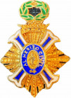 SPAIN
ORDER OF CIVIL MERIT
Miniature Button, 26x19 mm, gilt Silver, obverse enameled, fixation plate on the back. Very attractive! I 
Estimate: EUR...