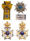 SWEDEN
ORDER OF THE SWORD
Grand Cross Set, instituted in 1748. Sash Badge, 80x55 mm, GOLD, enameled, original crown suspension, ring and long sash. ...
