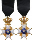 SWEDEN
ORDER OF THE NORTHERN STAR
Officer's Cross, 4th Class, instituted in 1748. Breast Badge, 60x40 mm, GOLD, 14.5 g., both sides enameled, both c...
