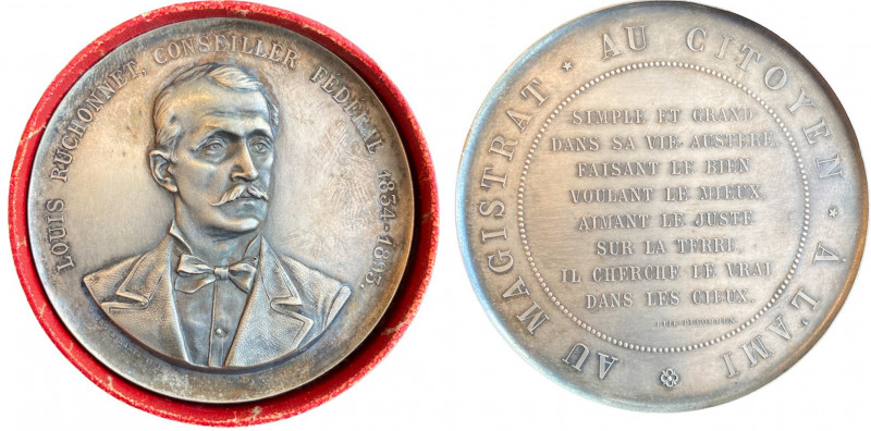 SWITZERLAND
Vaud Medal Louis Ruchonnet, Swiss Politician 1893
Silver, 132.93 g...