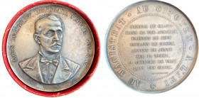 SWITZERLAND
Vaud Medal Louis Ruchonnet, Swiss Politician 1893
Silver, 132.93 g, 62 mm, signed by Georges Hanz, in original box of issue. UNC 
Estim...