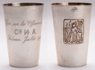 SWITZERLAND
Silver-gilt tumbler
Tumbler silver-gilt conical model with military parade medallion "donated by the officers of the company 14 A - Salv...