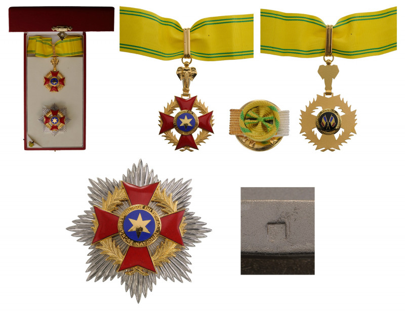 TCHAD
NATIONAL ORDER
Grand Officer`s Set, instituted in 1960. Neck Badge, 75x4...