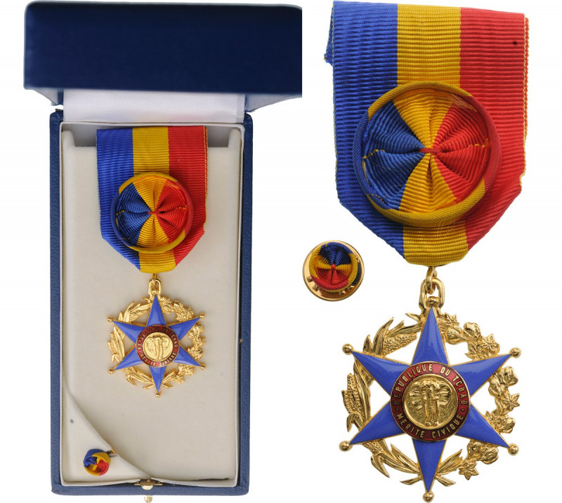 TCHAD
Order of Civic Merit
Officer`s Cross. Breast Badge, 35 mm, enameled, gil...