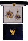 THAILAND
ORDER OF THE CROWN OF SIAM
Special Class. Grand Cross Set of the Order. Sash Badge, 95x60 mm., gilt Silver, hallmarked, one side enameled, ...