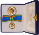 THAILAND
ORDER OF THE CROWN OF SIAM
Grand Officer's Set for Ladies, 2nd Class. Neck Badge, 68x40 mm., gilt SIlver, hallmarked, numbered "39/2", enam...