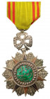 TUNISIA
ORDER OF NICHAN AL IFTIKHAR
Officer’s Cross, 4th Class, Mohamed es SadokBey (1859 - 1882). Breast Badge, silver with brilliant cut rays, 50 ...
