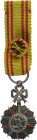 TUNISIA
ORDER OF NICHAN AL IFTIKHAR
Officer's Cross Miniature, 4th Class. Breast Badge, 24x15 mm, Silver with brilliant cut rays, central medallion ...